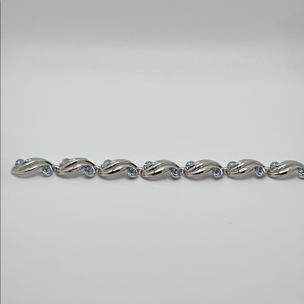 Trifari Silver Bracelet with Blue Accents - Picture 5 of 7